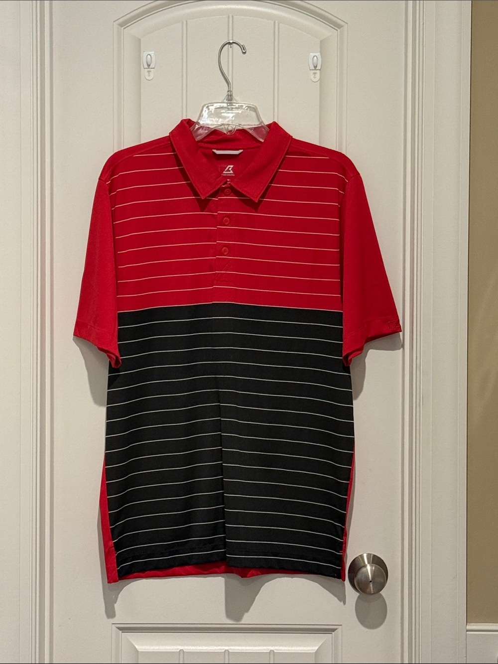 Cutter & Buck Red and Black Striped Men’s Polo